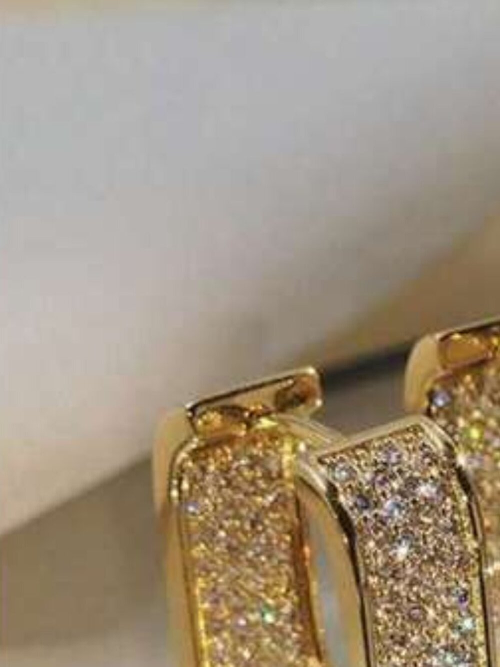 Luxury Rectangular Hoop Earrings For Full Micro Pave Zirconia Gold Tone Sq